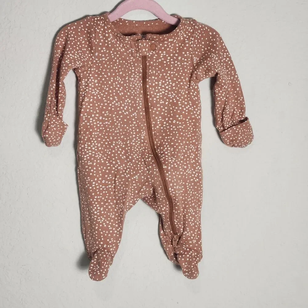 Carter's Child of Mine Newborn 0M Baby Girl Sleeper Lot of 5 Zip Footed Pajamas
